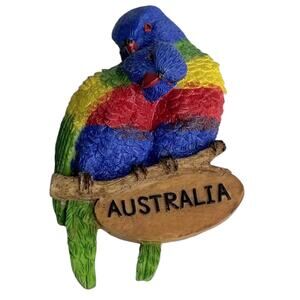Australia Refrigerator Magnet Souvenir 2 Rainbow Lorikeet Birds Perched Branch